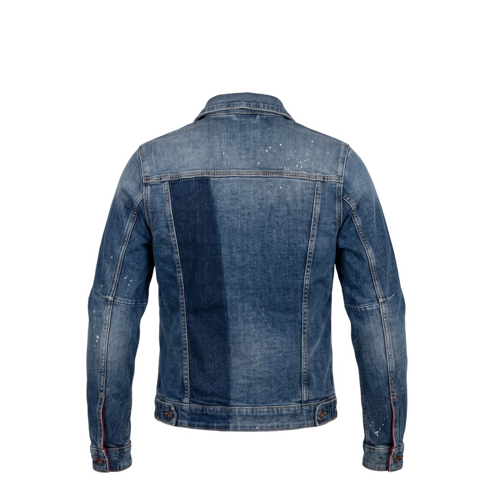 Blue Cotton Men Jacket