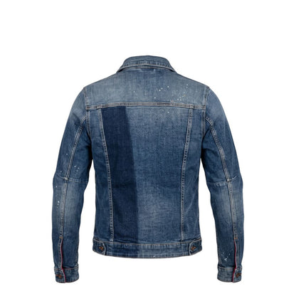 Blue Cotton Men Jacket
