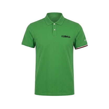 Green Cotton Men Polo Shirt