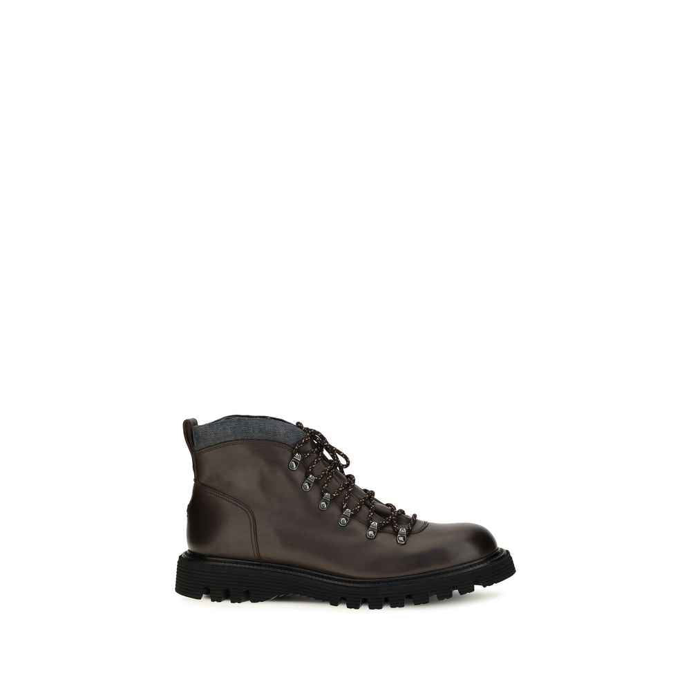Brown Calf Leather Bos Taurus Lace-Up Boots
