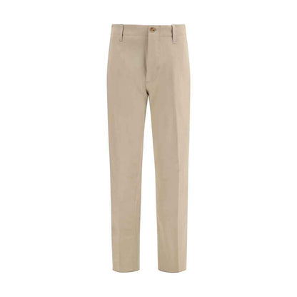 Beige Cotton Casual Pants