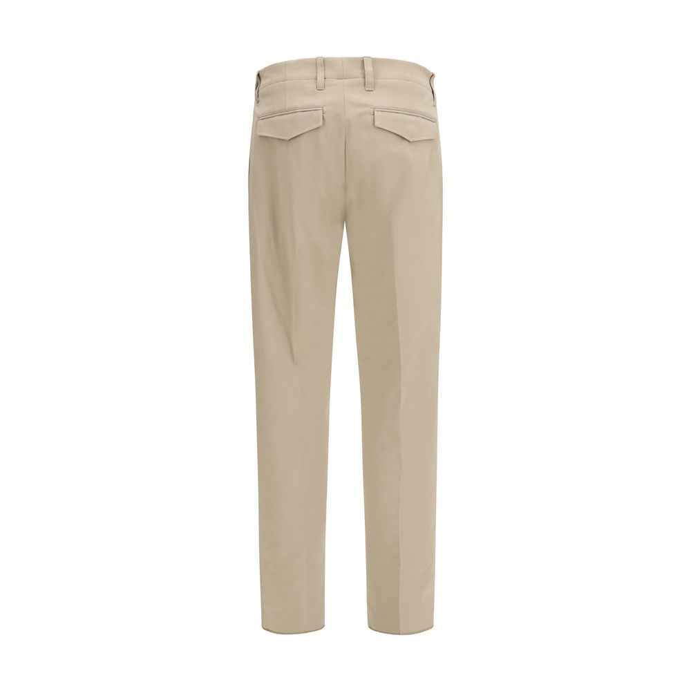 Beige Cotton Casual Pants