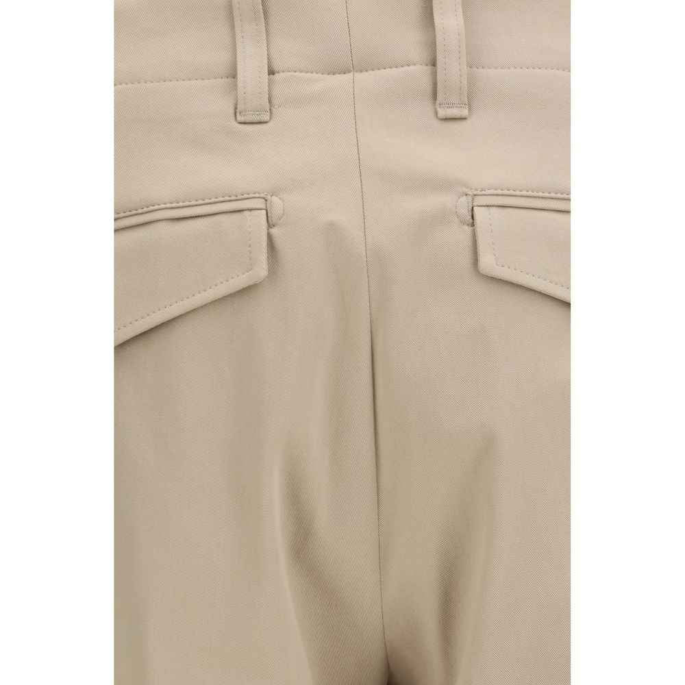 Beige Cotton Casual Pants