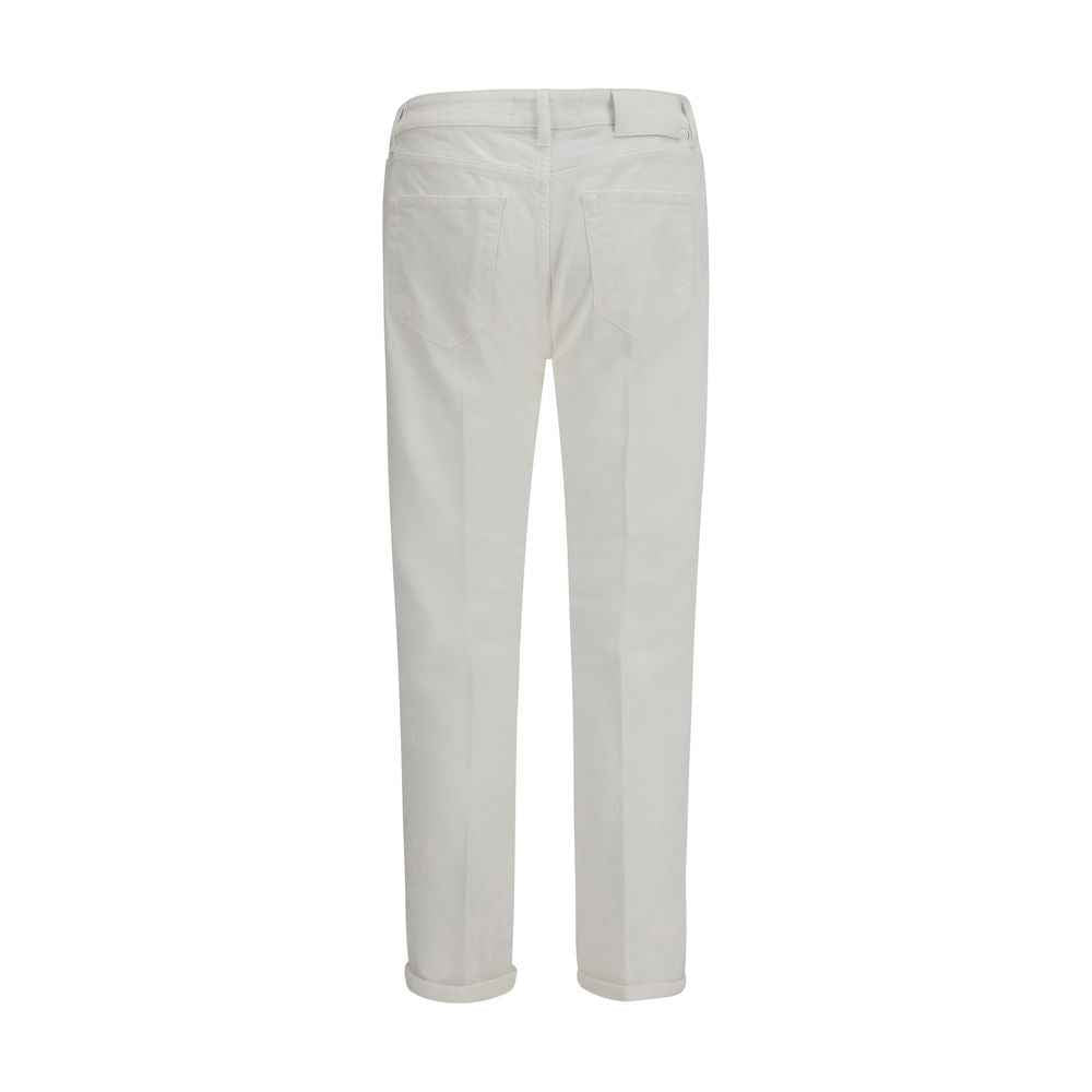 White Cotton Slim Fit Jeans