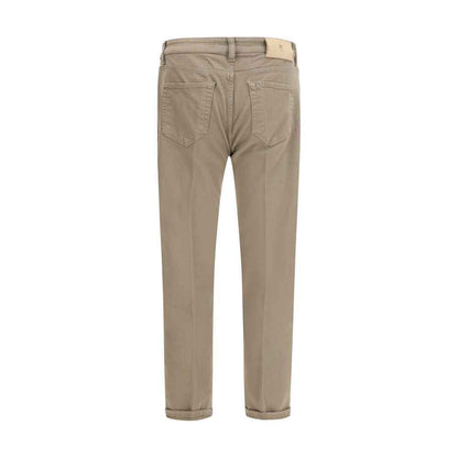 Beige Cotton Slim Fit Jeans