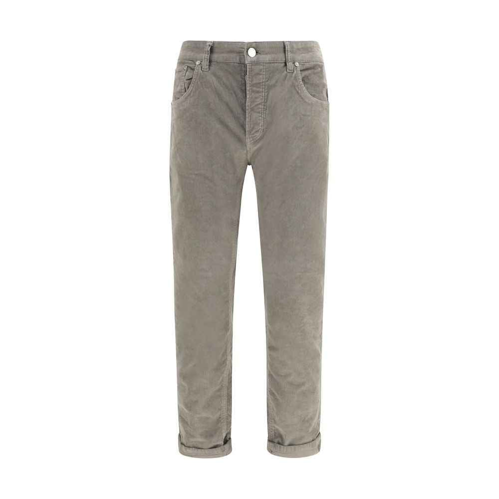 Gray Cotton Casual Pants