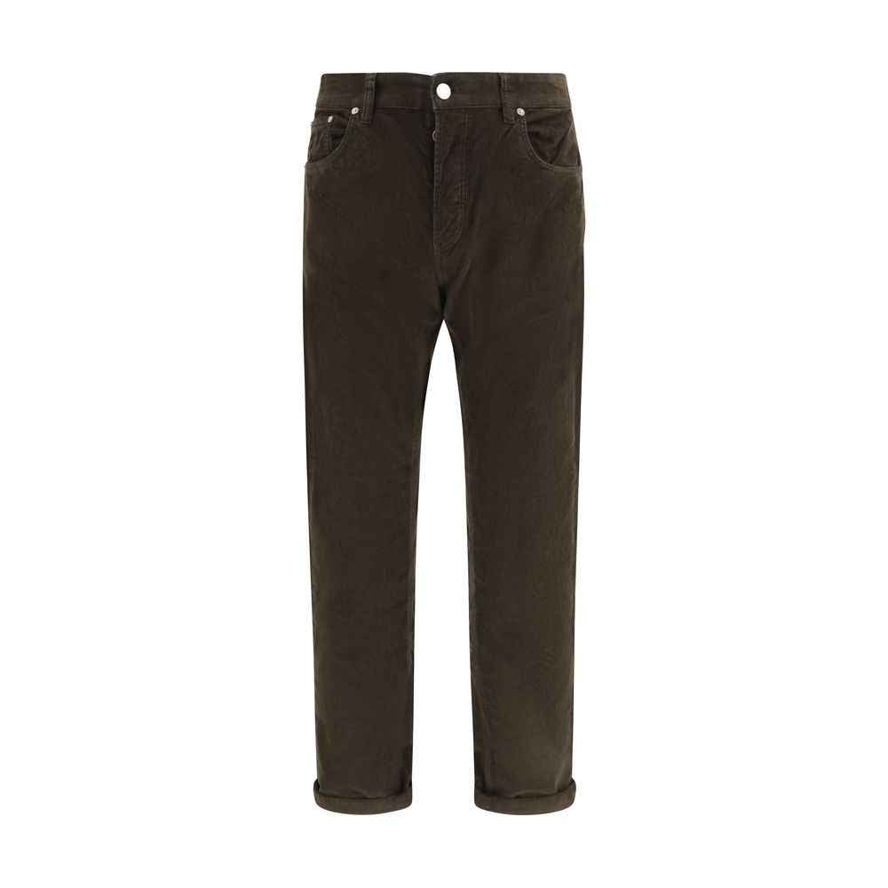 Brown Cotton Casual Pants