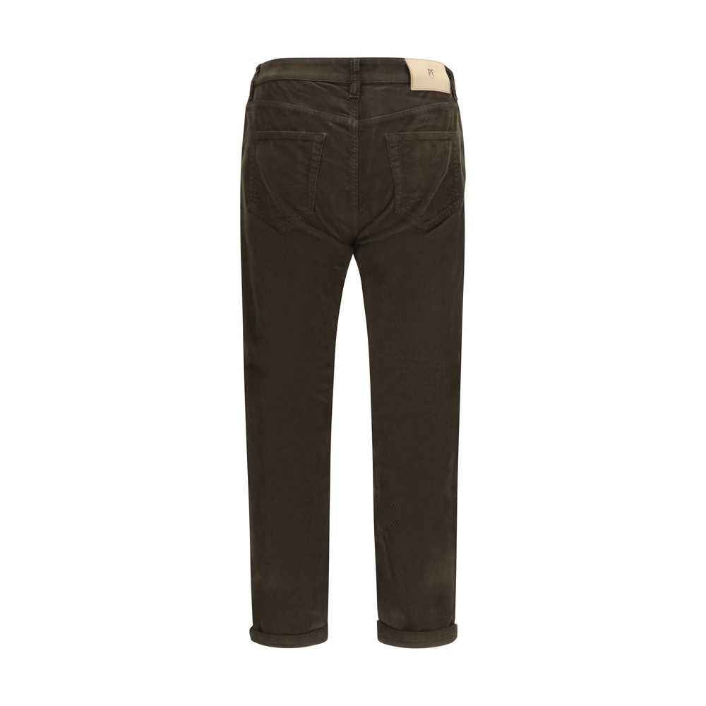 Brown Cotton Casual Pants