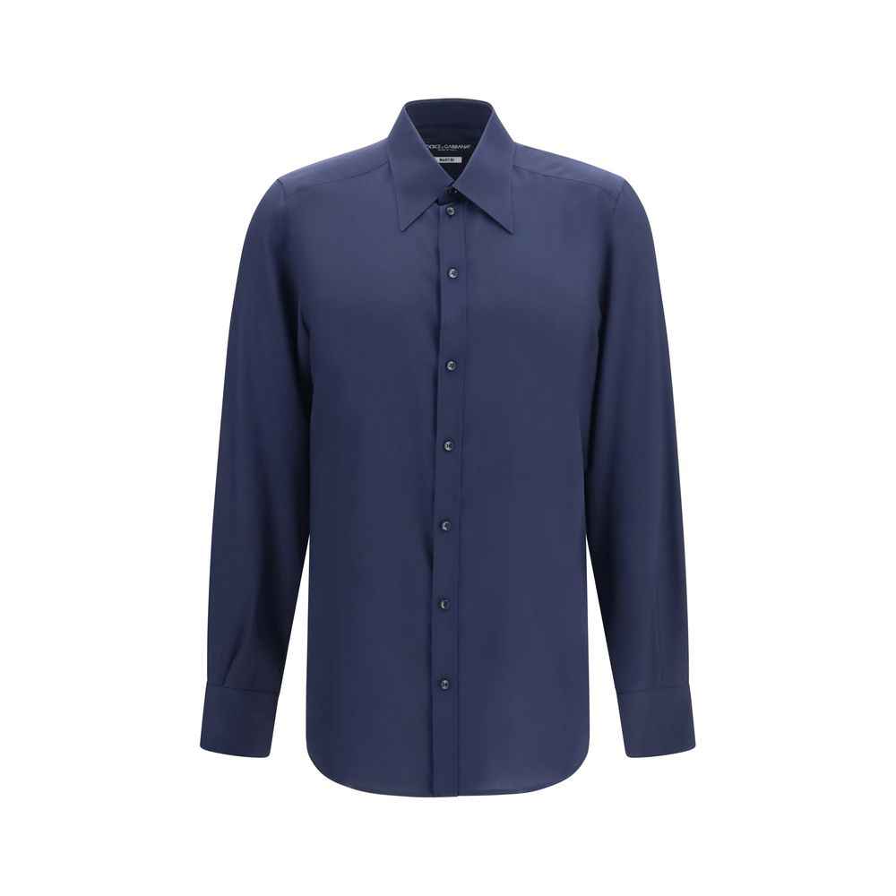 Blue Silk Dress Shirt