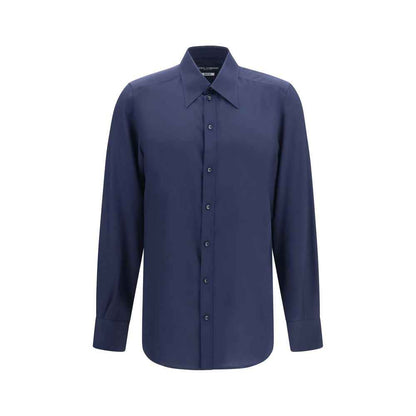 Blue Silk Dress Shirt