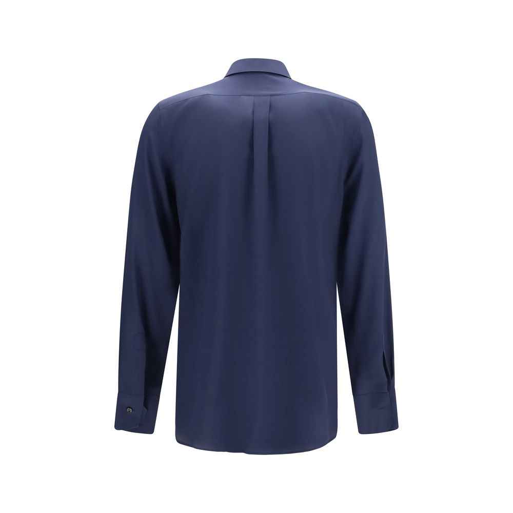 Blue Silk Dress Shirt