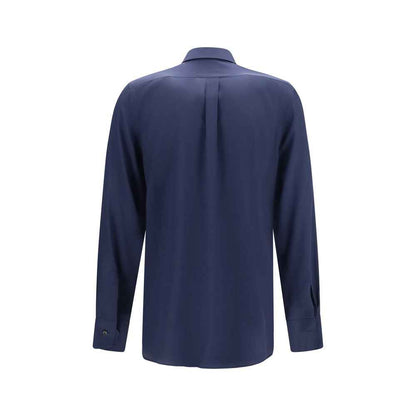 Blue Silk Dress Shirt