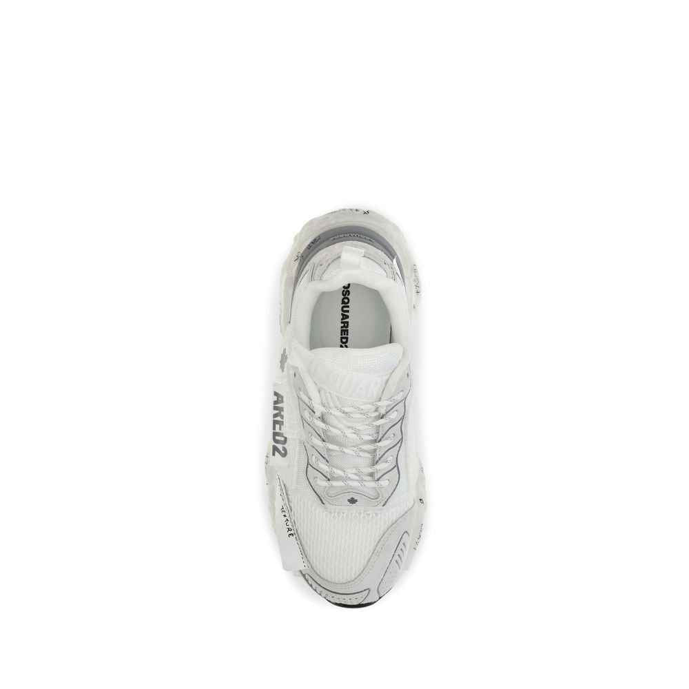 White Polyester Athletic Sneakers