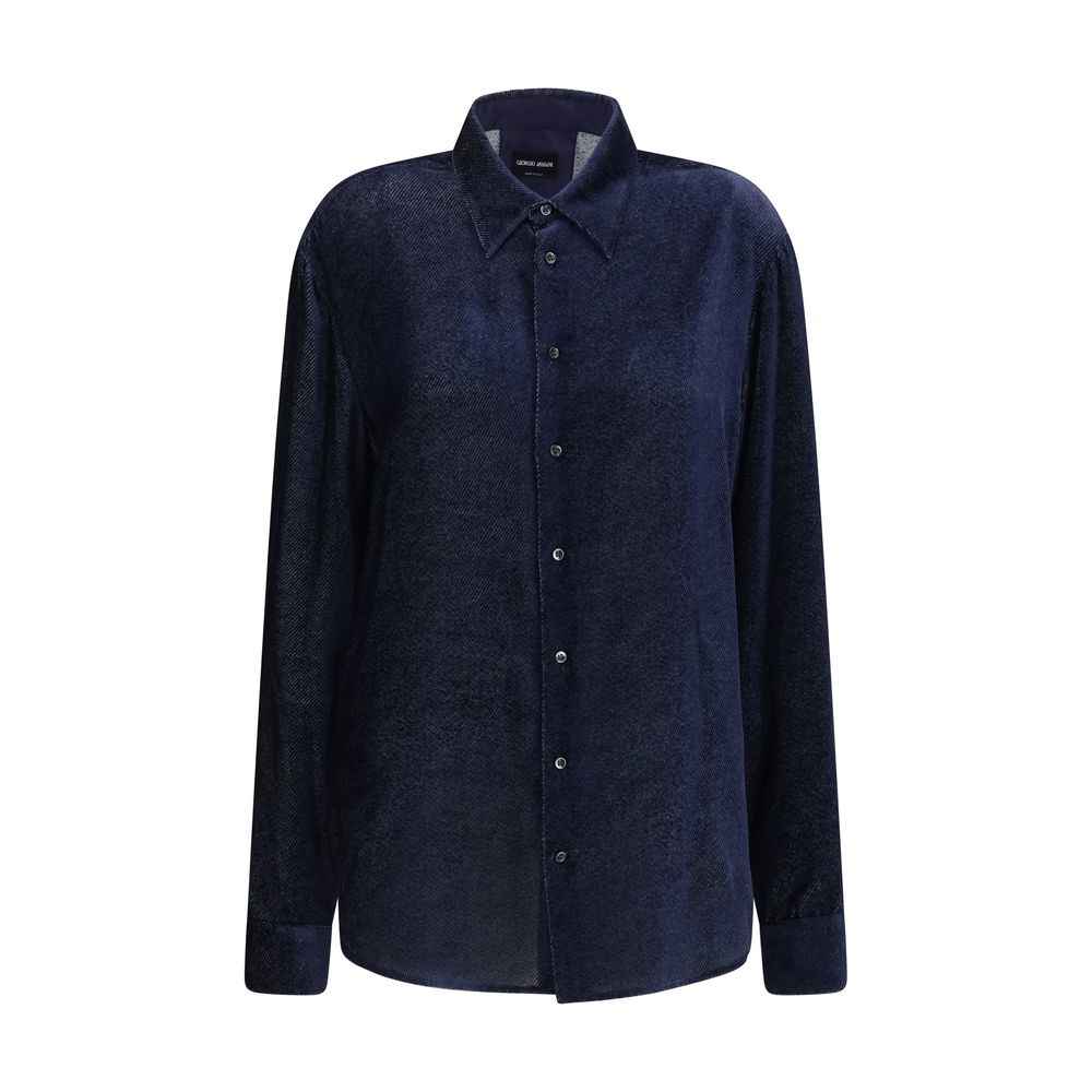 Blue Silk Dress Shirt
