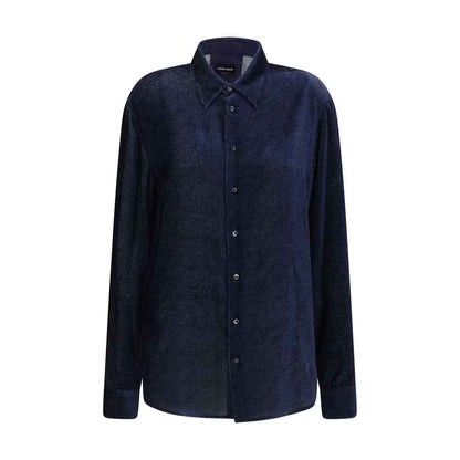 Blue Silk Dress Shirt