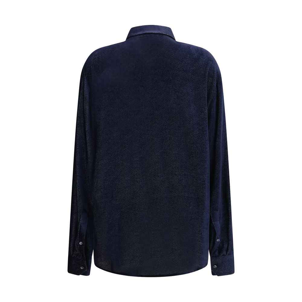 Blue Silk Dress Shirt
