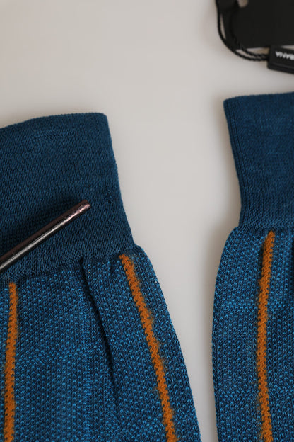 Men Blue Cotton Stretch Mid Calf Accessory Socks