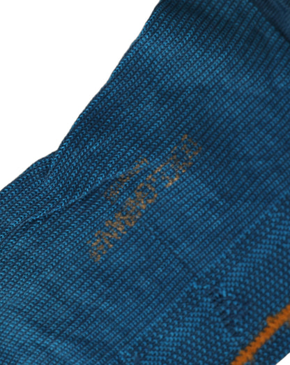 Men Blue Cotton Stretch Mid Calf Accessory Socks
