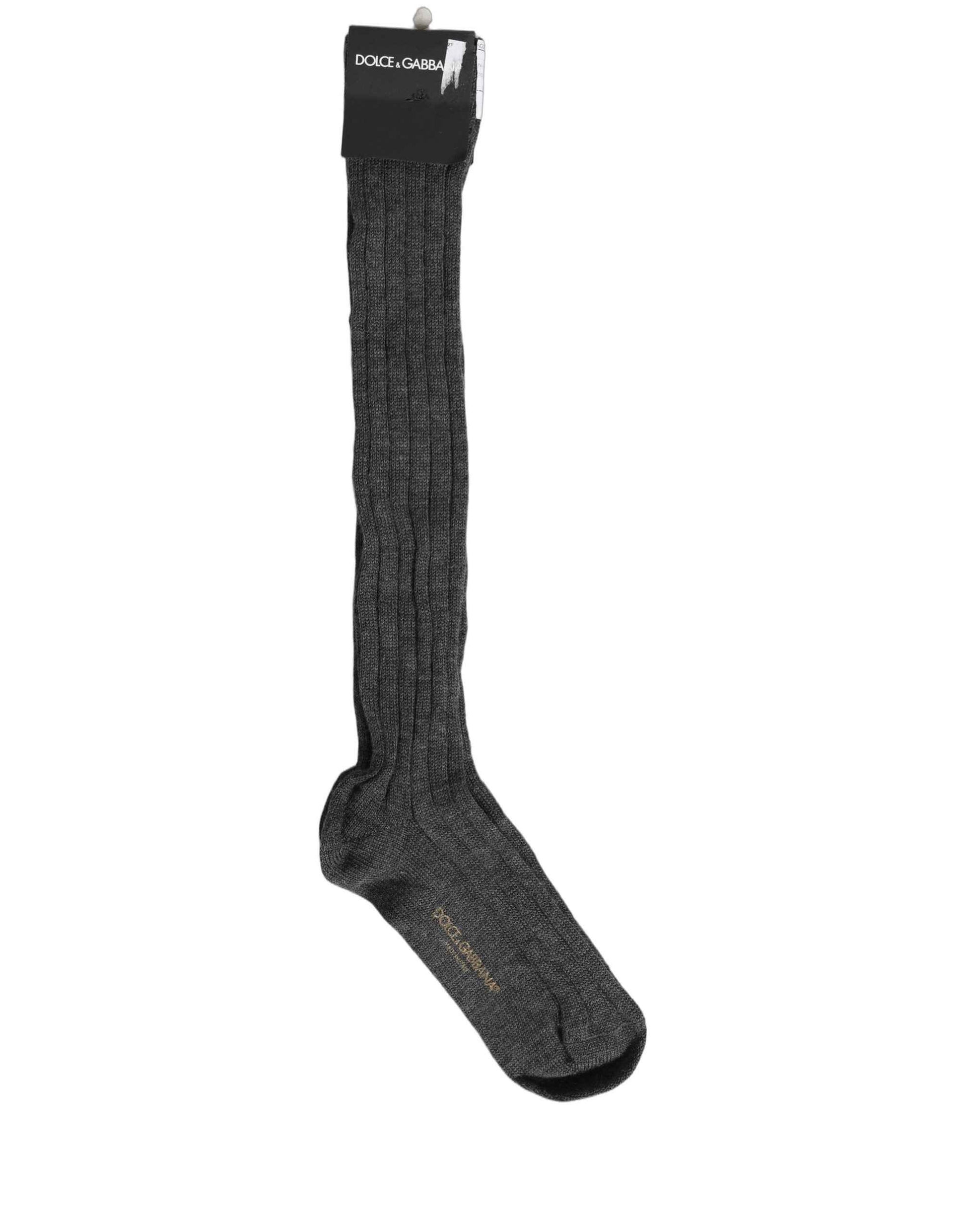 Gray Wool Blend Over The Calf Accessory Socks