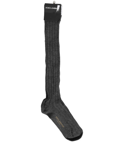 Gray Wool Blend Over The Calf Accessory Socks
