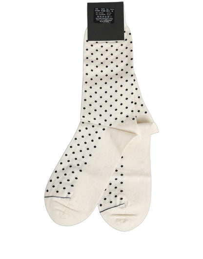 Off White Cotton Polka Dot Mid Calf Accessory Socks