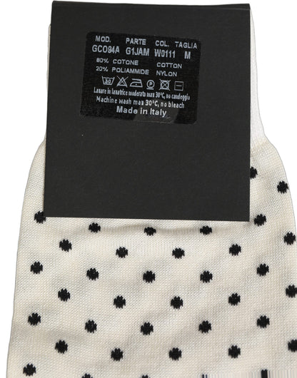 Off White Cotton Polka Dot Mid Calf Accessory Socks