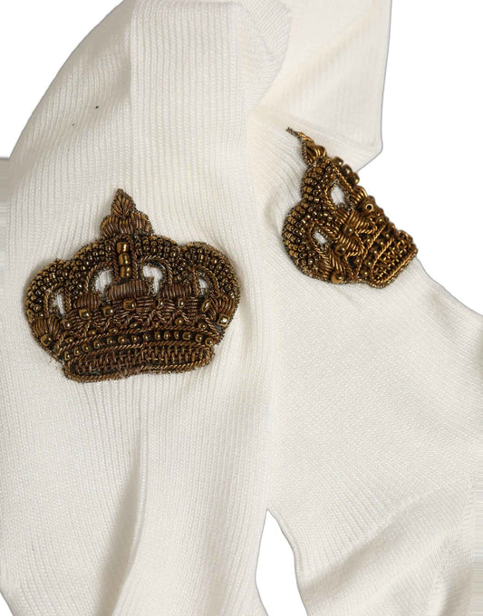 White Crown Embroidery Knee High Accessory Socks