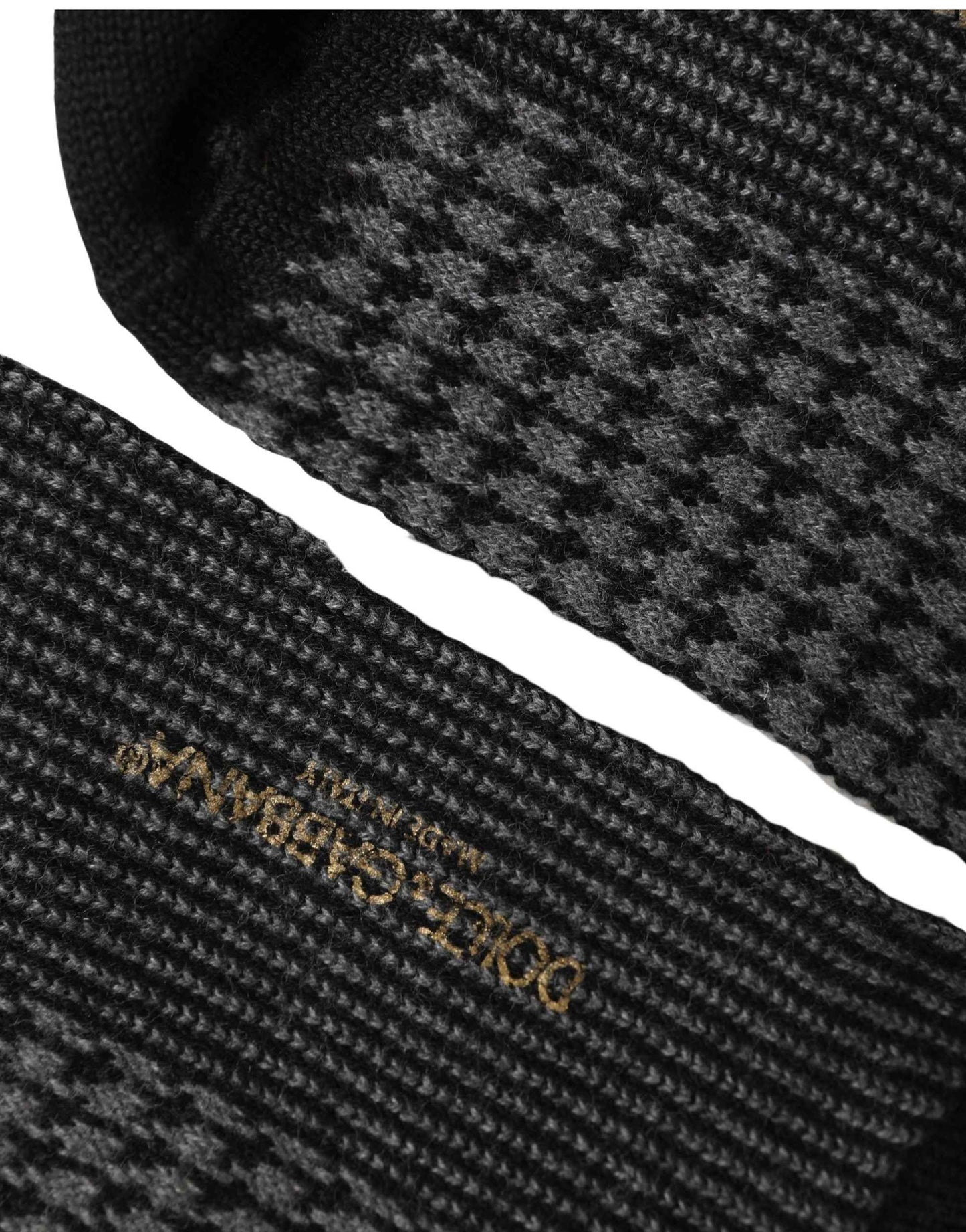 Black Wool Houndstooth Over Calf Accessory Socks