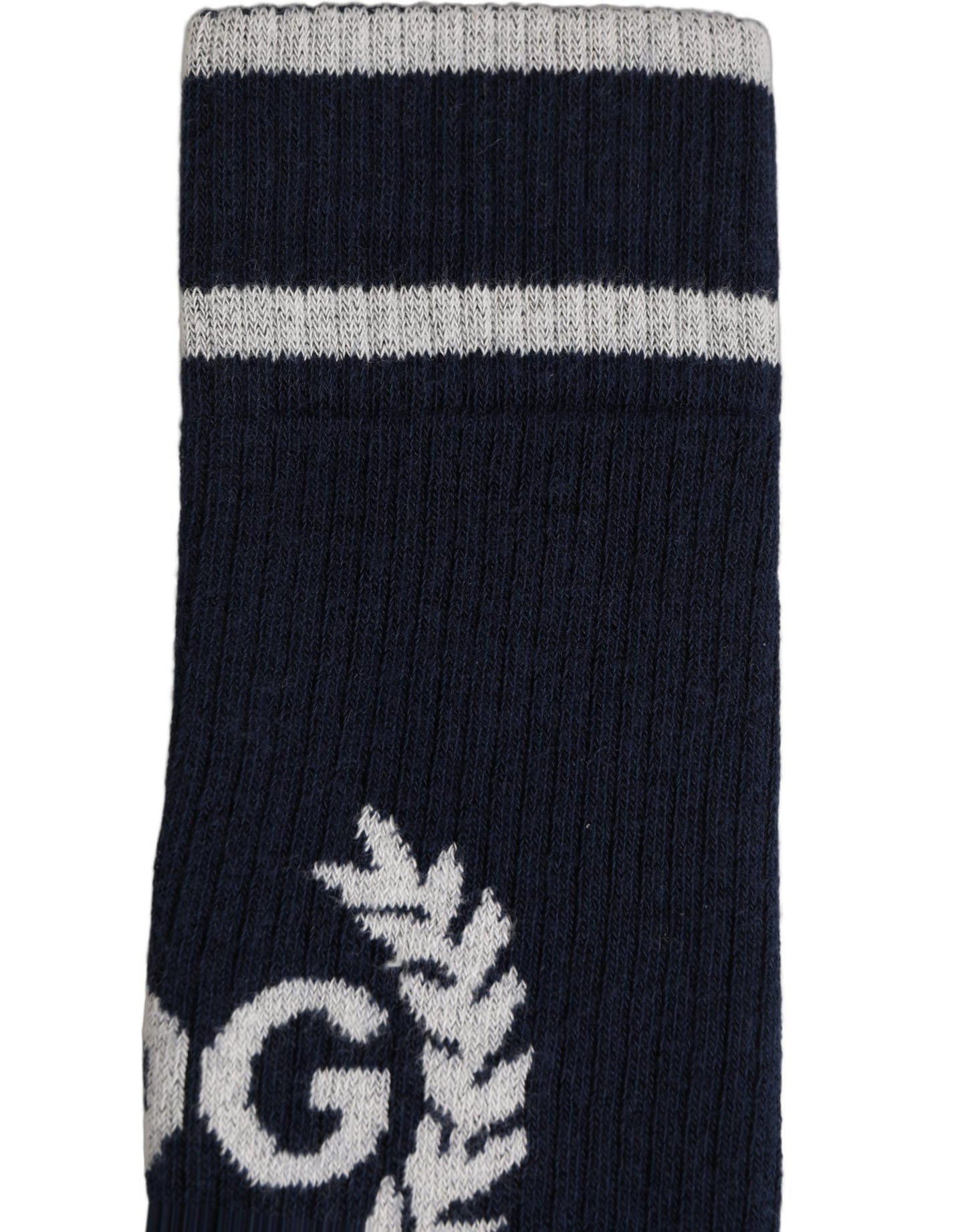 Men Navy Blue DG Logo Mid Calf Accessory Socks