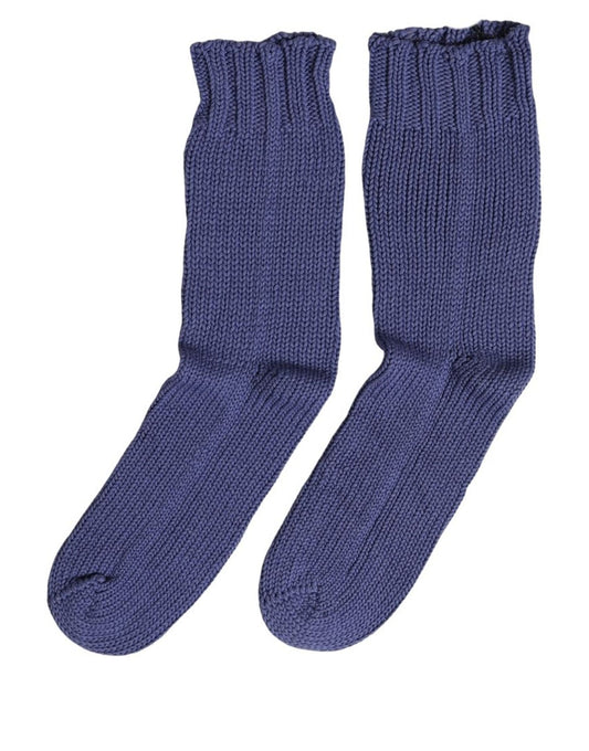 Men Navy Blue Cotton Ribbed Mid Calf Accessory Socks
