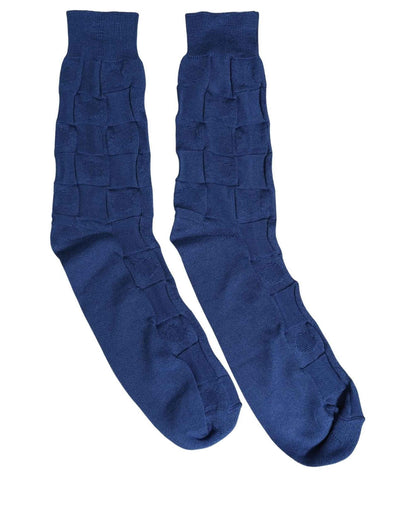 Royal Blue Checkered Silk Mid Calf Accessory Socks