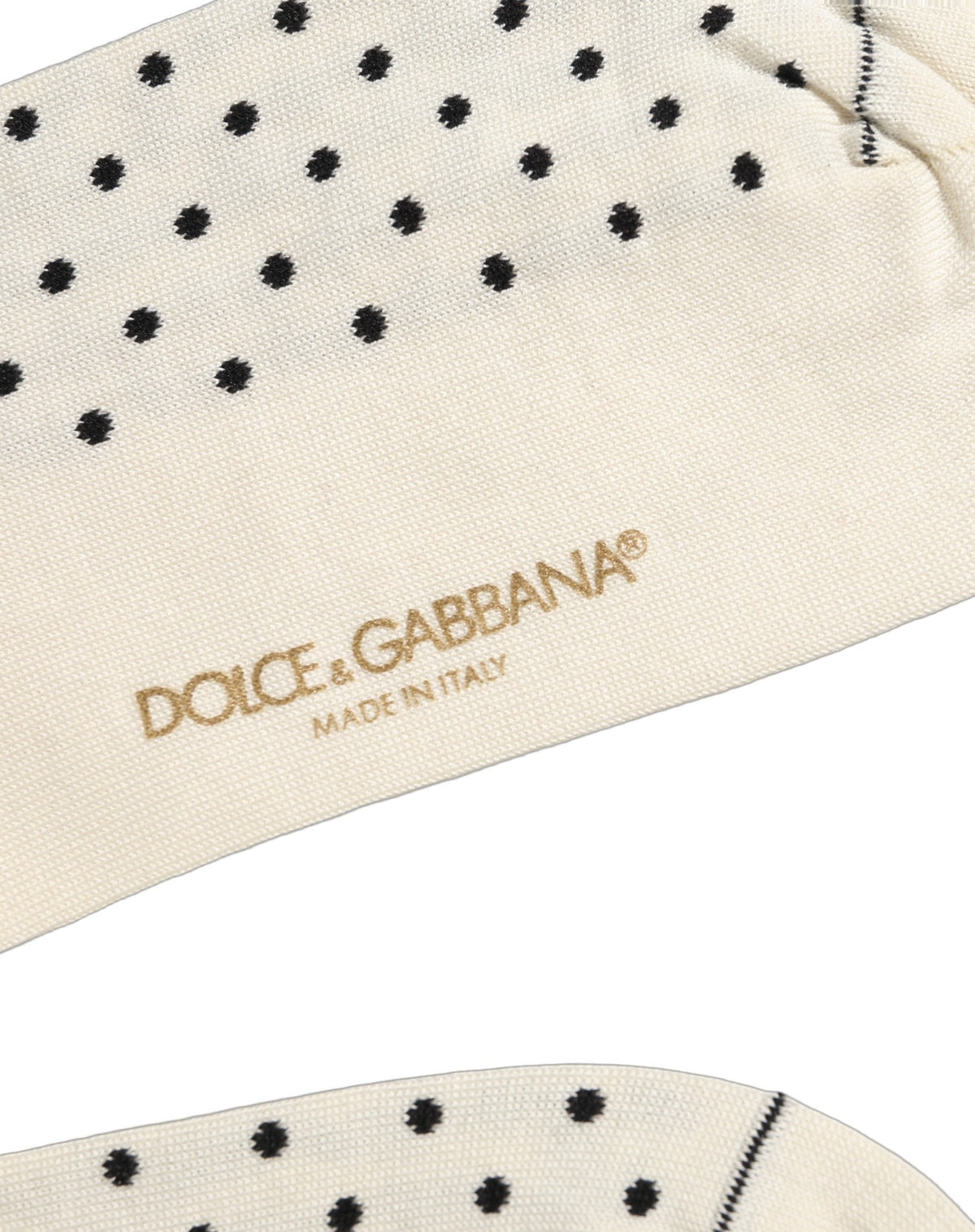 Off White Cotton Polka Dot Mid Calf Accessory Socks