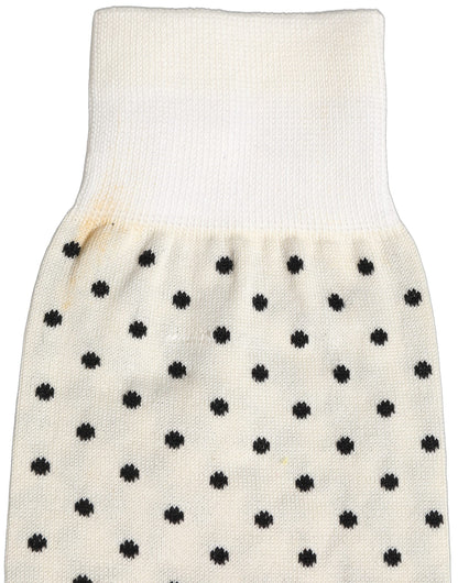 Off White Cotton Polka Dot Mid Calf Accessory Socks