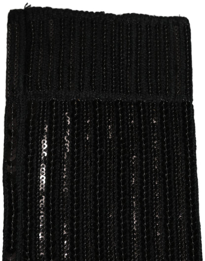 Black Sequin Cotton Knit Mid Calf Accessory Socks