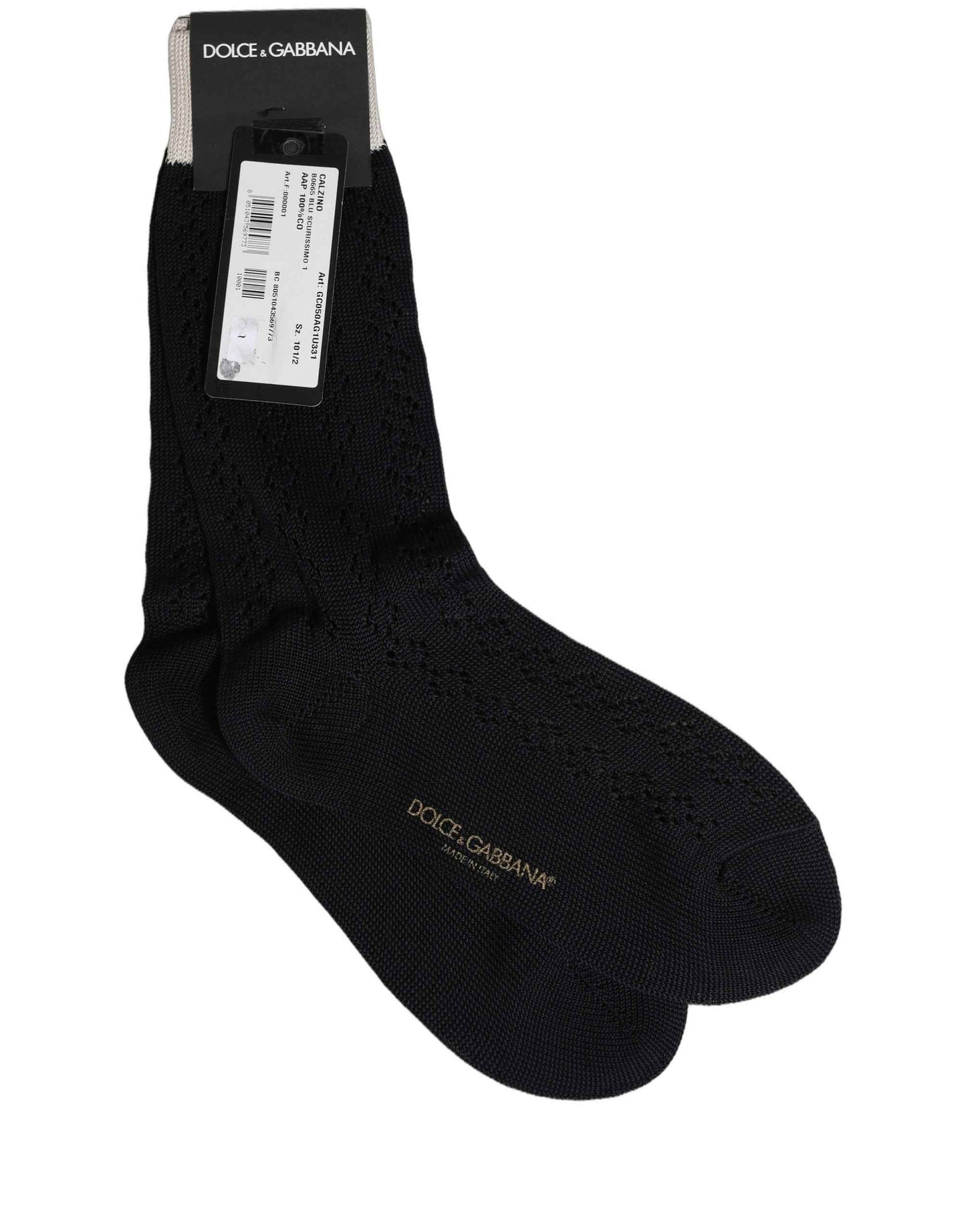 Dark Blue Cotton Knit Mid Calf Accessory Socks