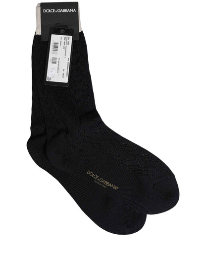 Dark Blue Cotton Knit Mid Calf Accessory Socks