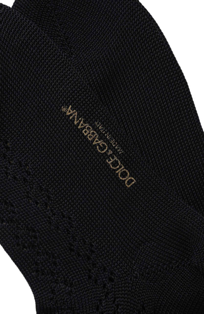Dark Blue Cotton Knit Mid Calf Accessory Socks