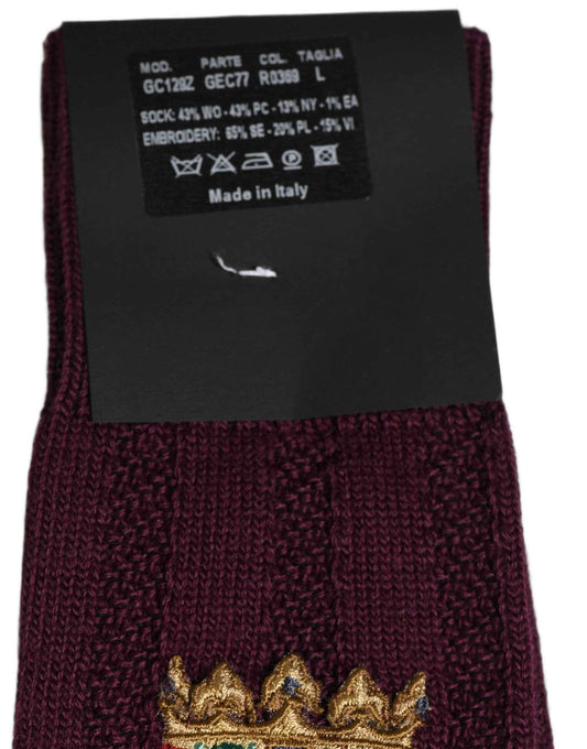 Burgundy Wool Crest Logo Knee High Accessory Socks