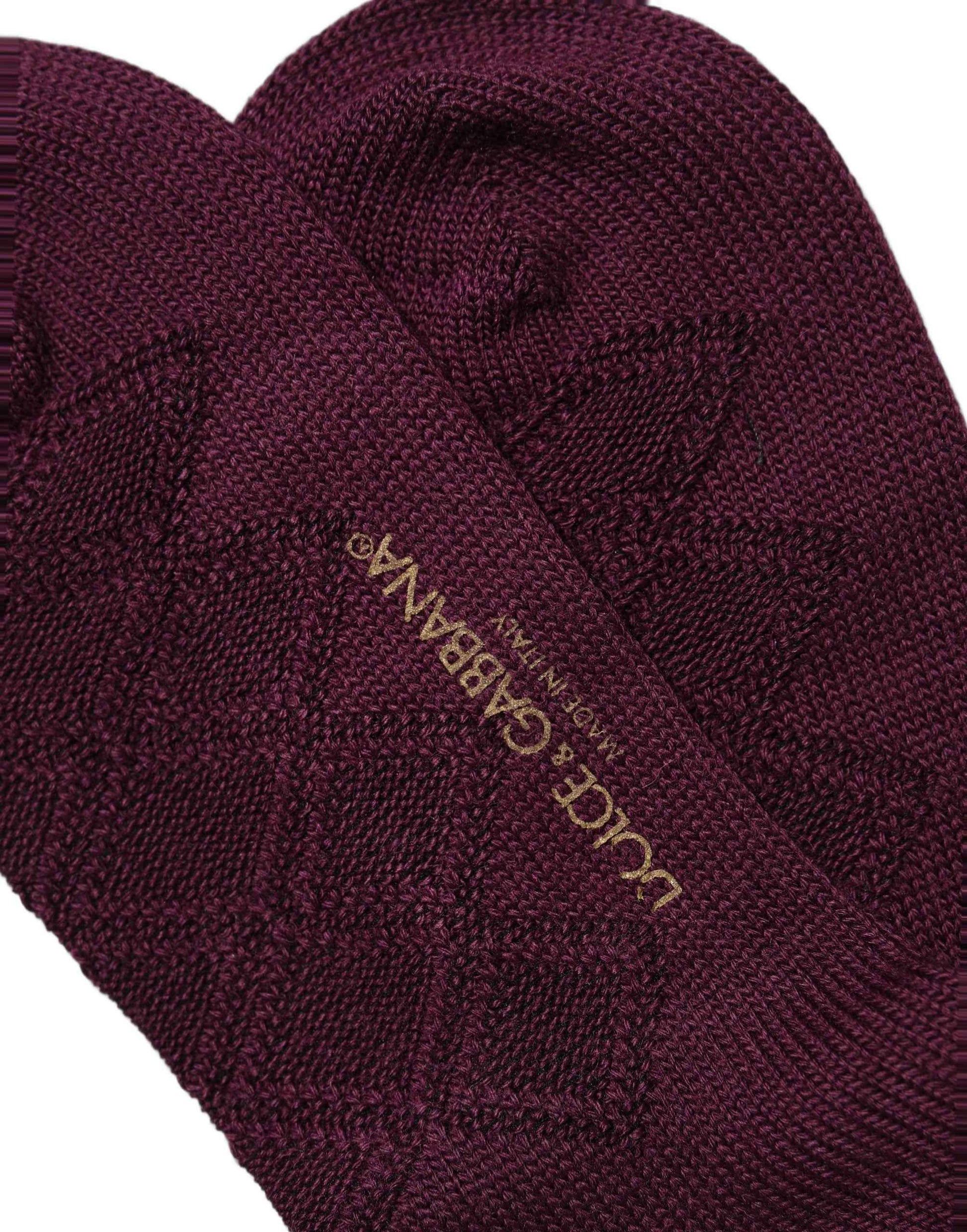 Burgundy Wool Crest Logo Knee High Accessory Socks