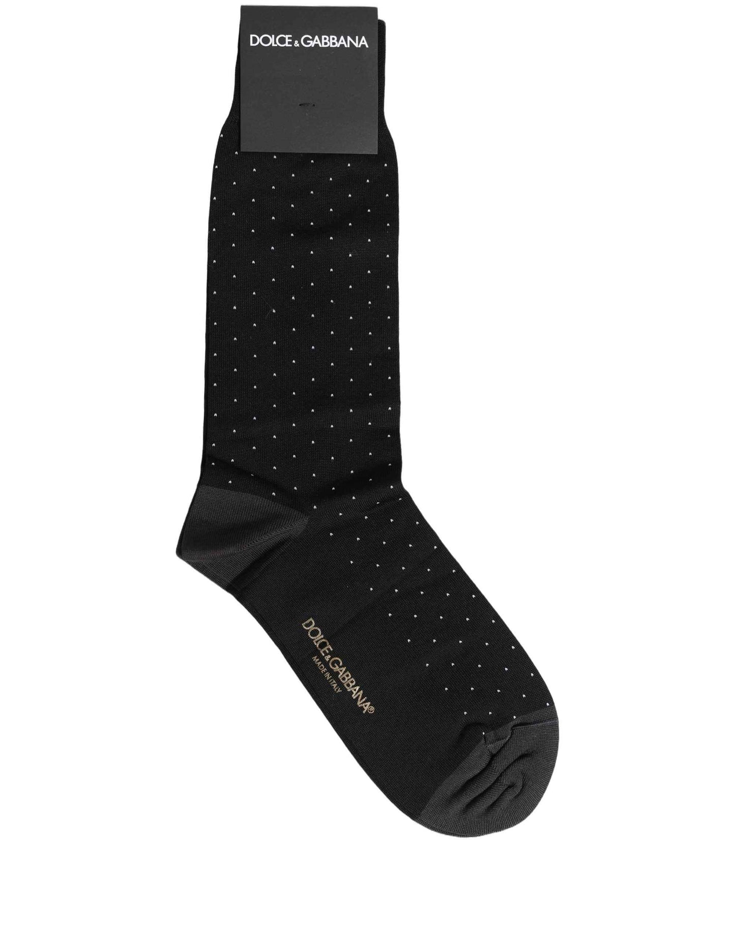 Men Black Cotton Polka Dot Mid Calf Accessory Socks