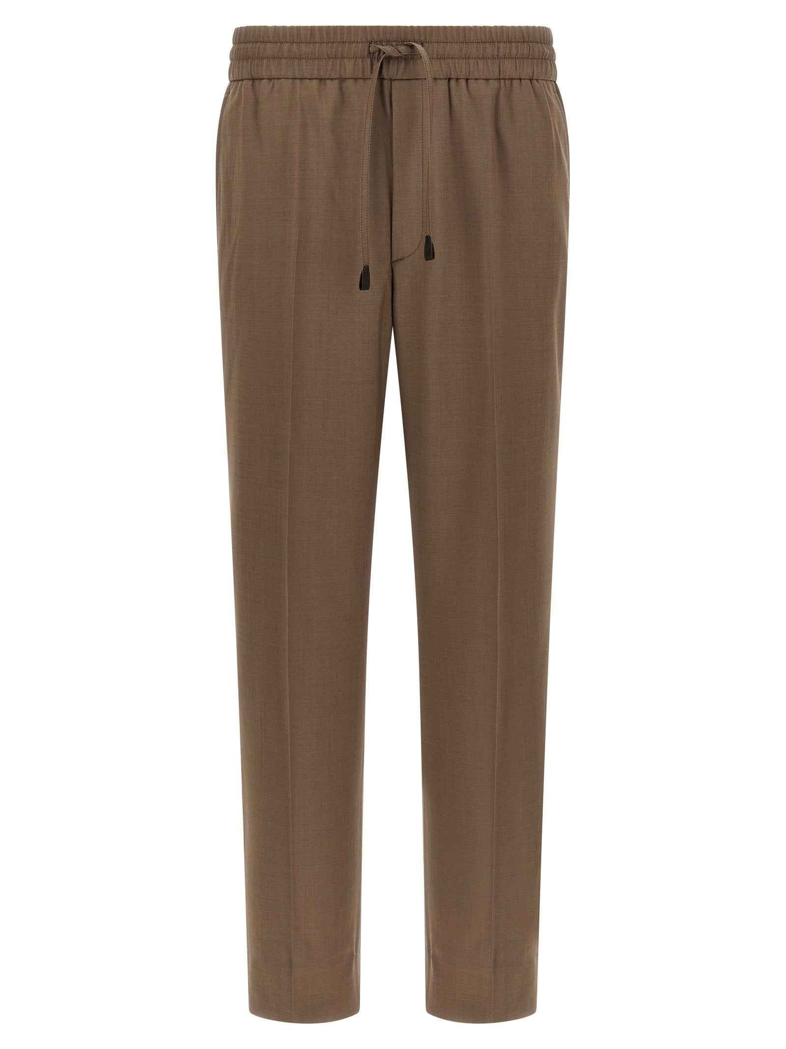 Brown Wool Casual Pants