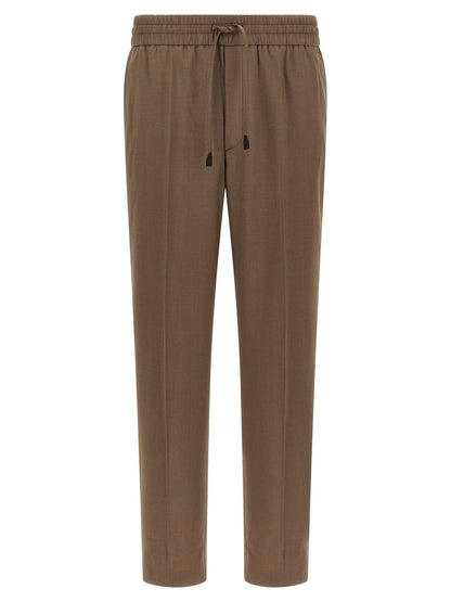 Brown Wool Casual Pants