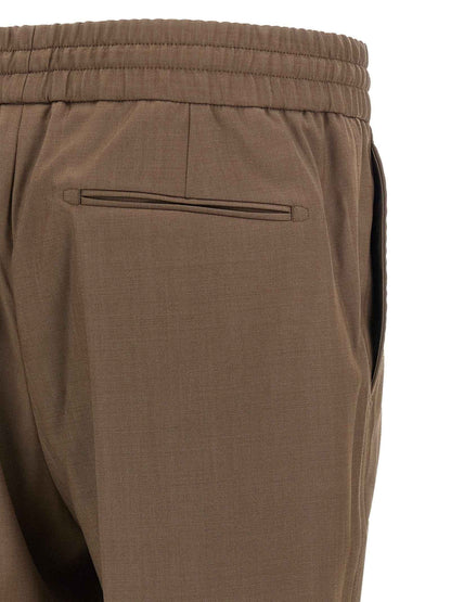 Brown Wool Casual Pants