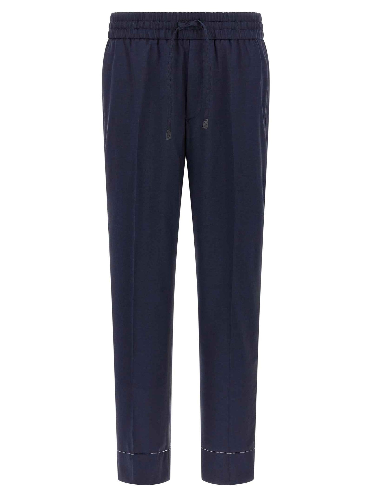 Blue Wool Casual Pants