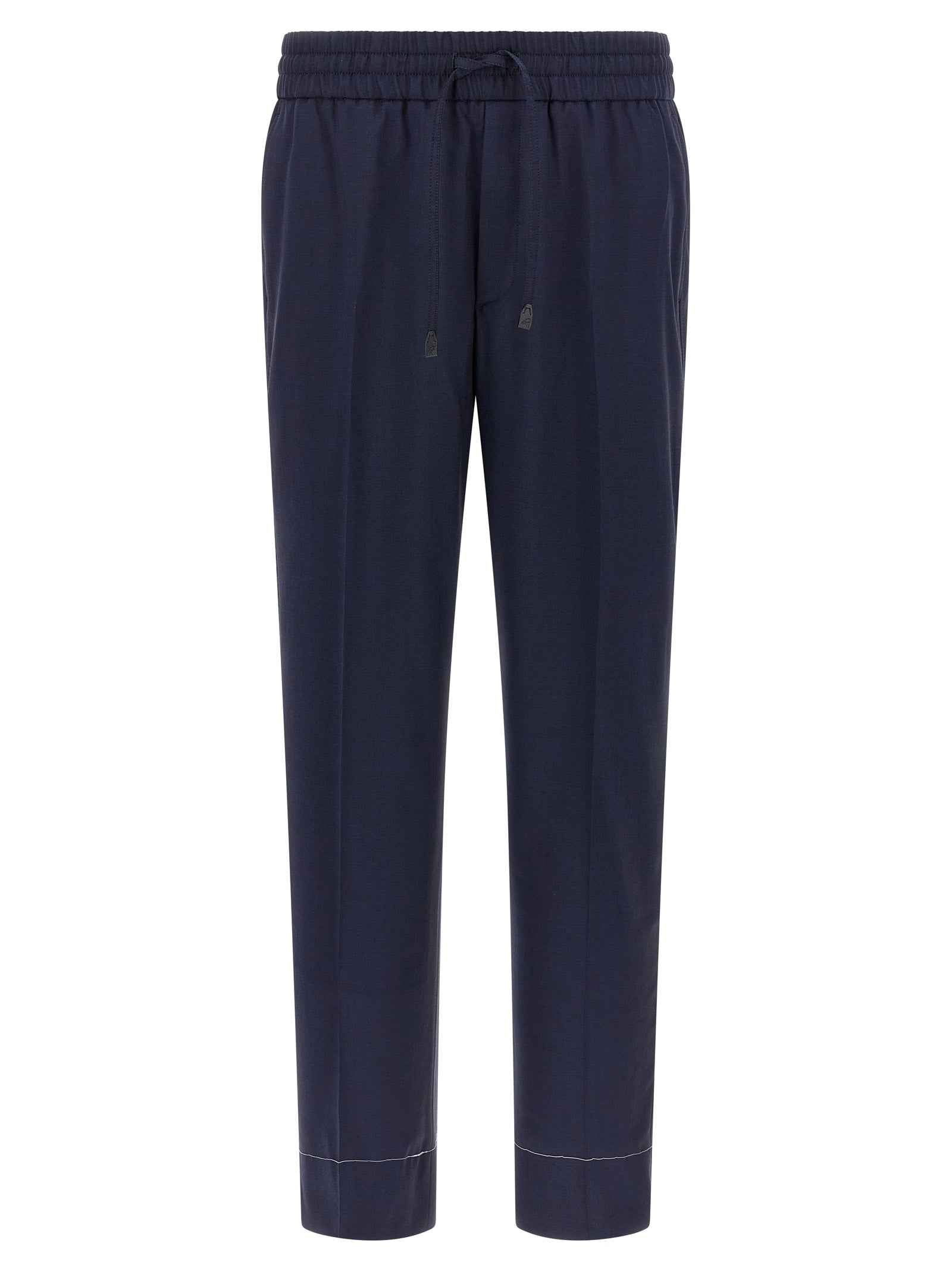 Blue Wool Casual Pants