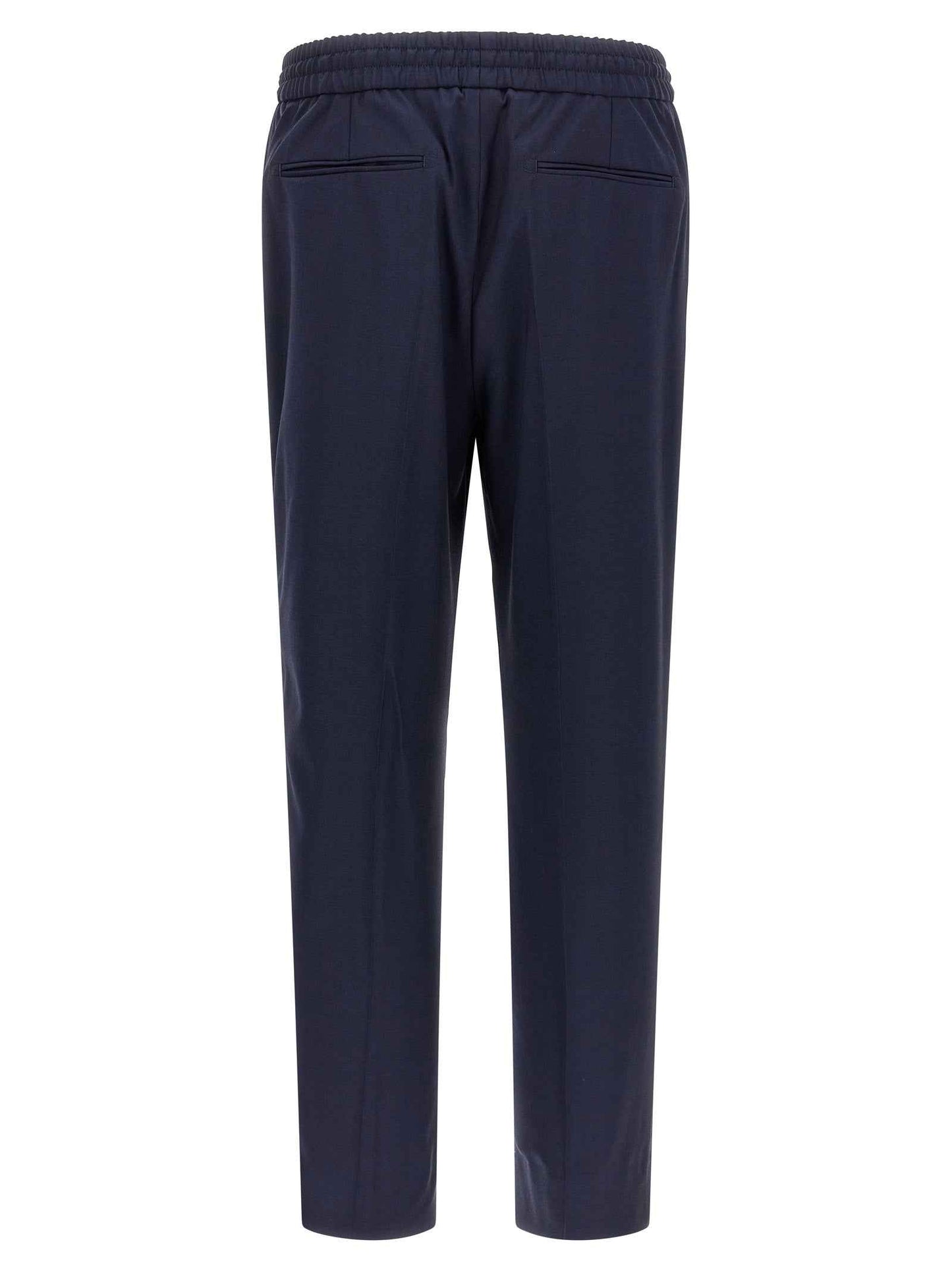 Blue Wool Casual Pants