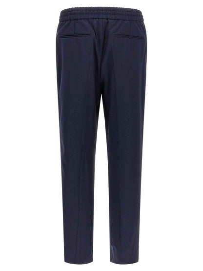 Blue Wool Casual Pants
