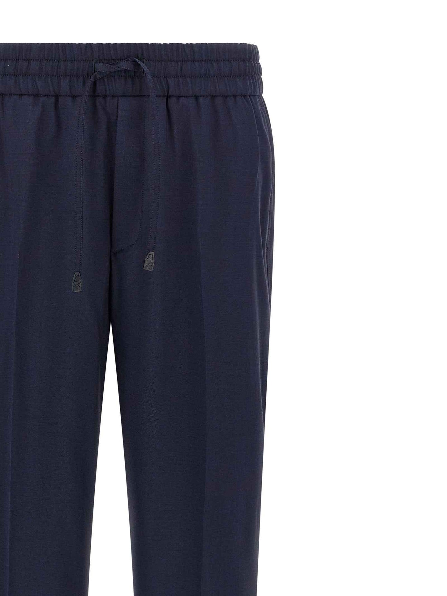 Blue Wool Casual Pants