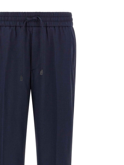 Blue Wool Casual Pants