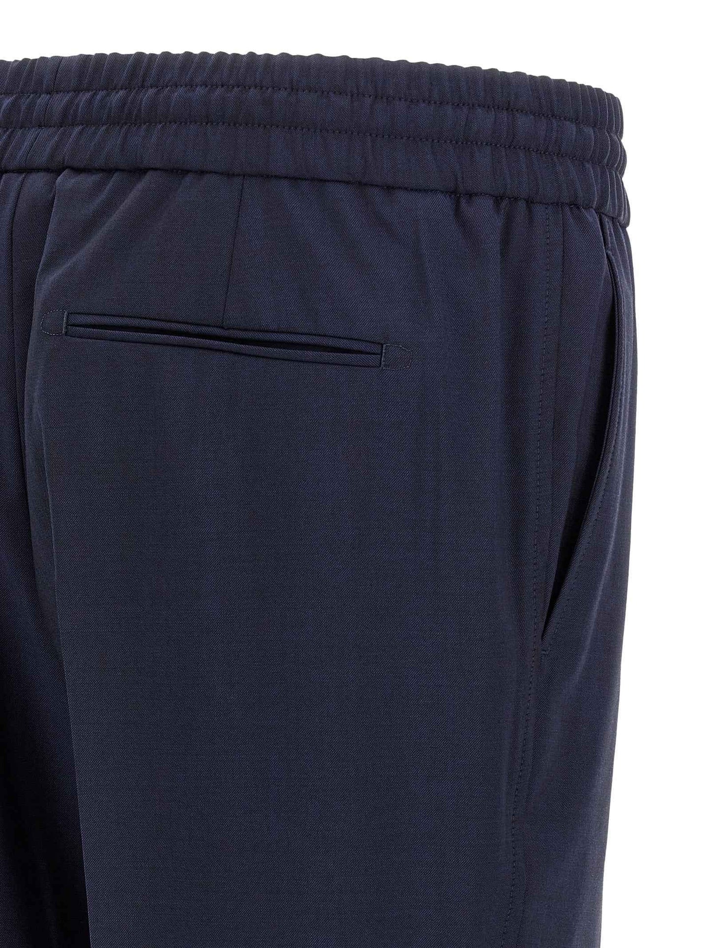 Blue Wool Casual Pants
